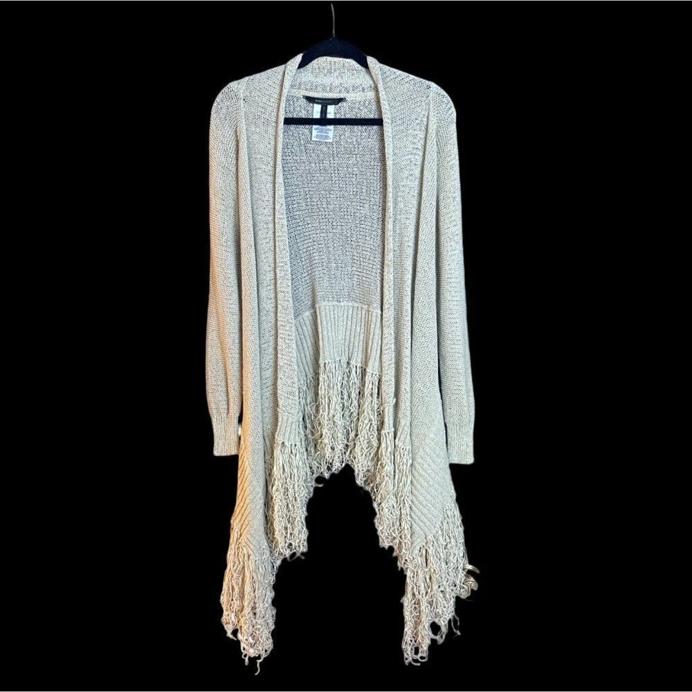 BCBG MaxAZRIA Fringed Open Cardigan Size Small